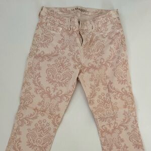 J Brand Women's Skinny Jeans in Cream and Pink Pattern